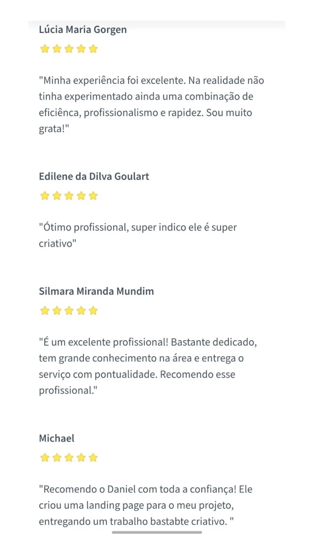 Depoimento de cliente