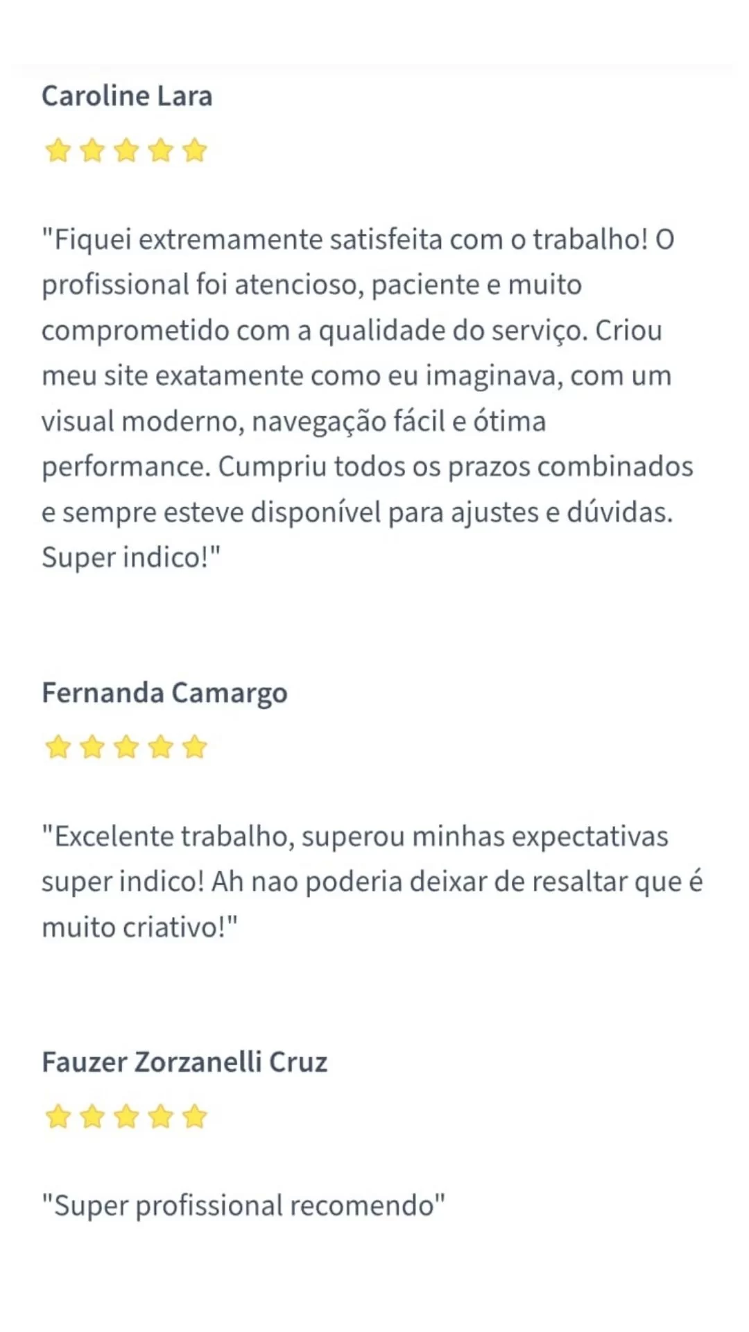Depoimento de cliente