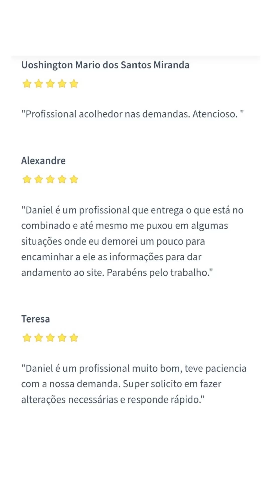 Depoimento de cliente