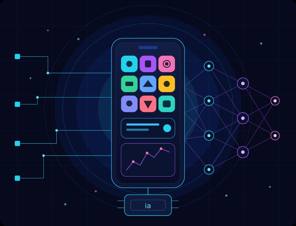 Ilustração de app com inteligência artificial
